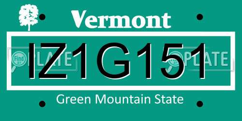 IZ1G151 Vermont License Plate