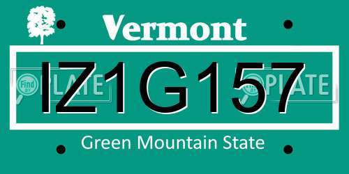 IZ1G157 Vermont License Plate