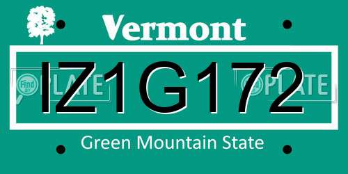 IZ1G172 Vermont License Plate