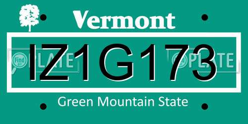 IZ1G173 Vermont License Plate