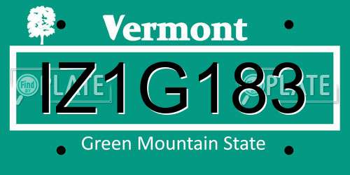 IZ1G183 Vermont License Plate