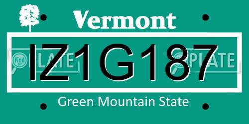 IZ1G187 Vermont License Plate