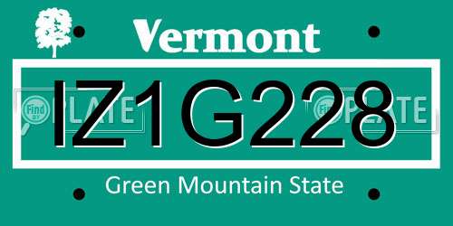 IZ1G228 Vermont License Plate