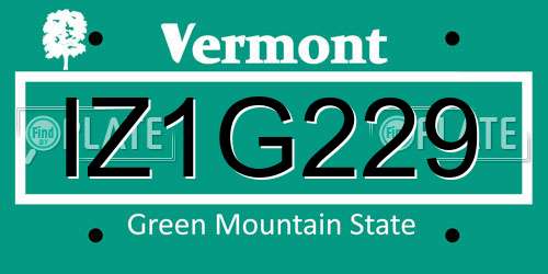 IZ1G229 Vermont License Plate