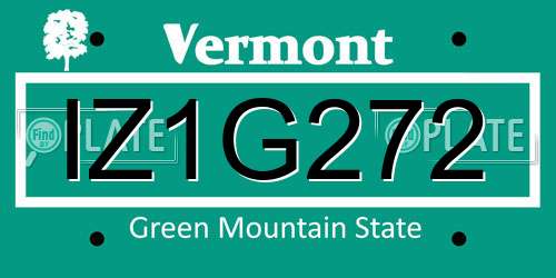 IZ1G272 Vermont License Plate