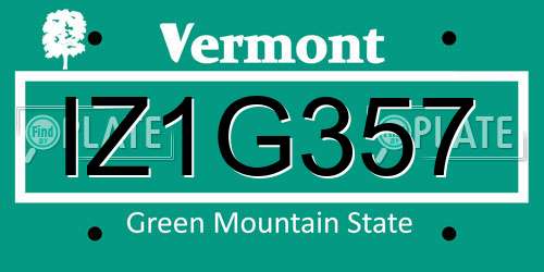 IZ1G357 Vermont License Plate