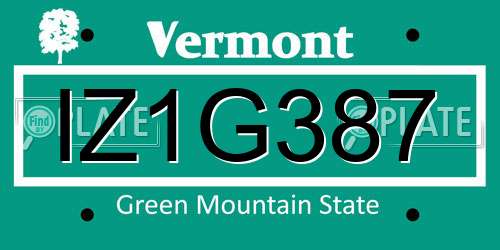 IZ1G387 Vermont License Plate
