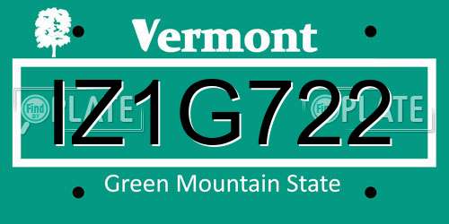 IZ1G722 Vermont License Plate