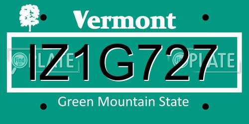 IZ1G727 Vermont License Plate