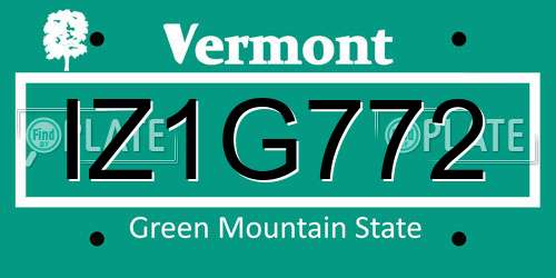 IZ1G772 Vermont License Plate
