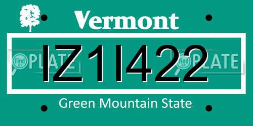 IZ1I422 Vermont License Plate