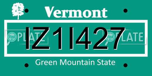 IZ1I427 Vermont License Plate