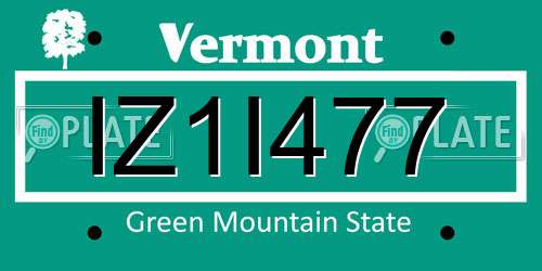 IZ1I477 Vermont License Plate