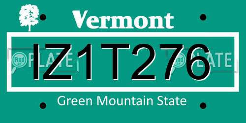 IZ1T276 Vermont License Plate