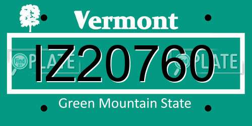 IZ20760 Vermont License Plate