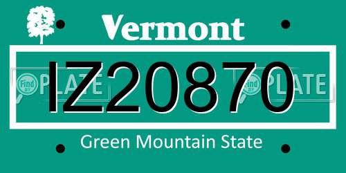 IZ20870 Vermont License Plate