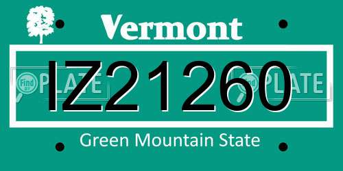 IZ21260 Vermont License Plate