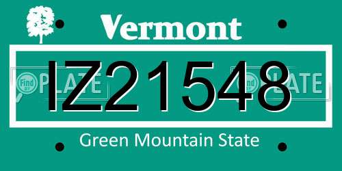 IZ21548 Vermont License Plate