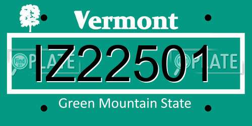 IZ22501 Vermont License Plate