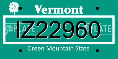 IZ22960 Vermont License Plate