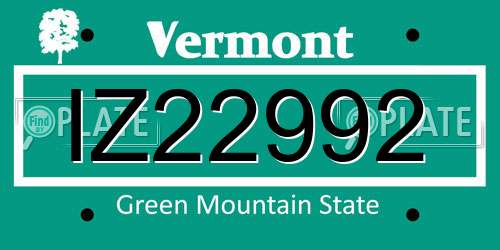 IZ22992 Vermont License Plate