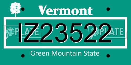 IZ23522 Vermont License Plate