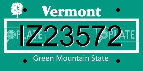 IZ23572 Vermont License Plate