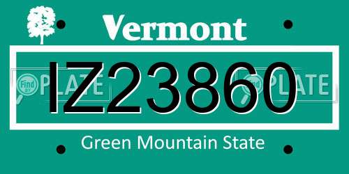 IZ23860 Vermont License Plate