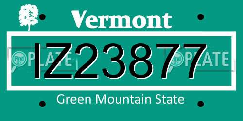 IZ23877 Vermont License Plate
