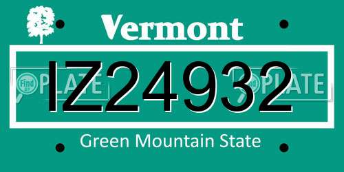 IZ24932 Vermont License Plate