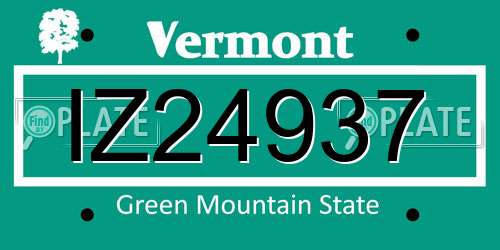 IZ24937 Vermont License Plate