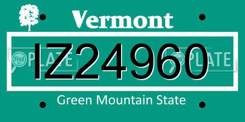 IZ24960 Vermont License Plate