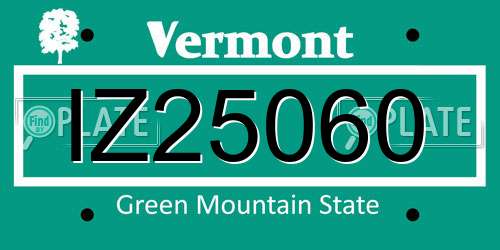IZ25060 Vermont License Plate