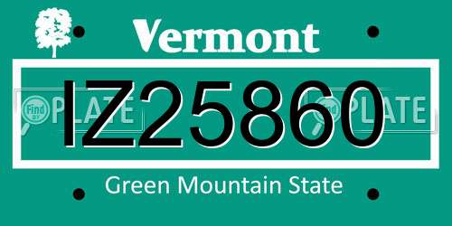 IZ25860 Vermont License Plate