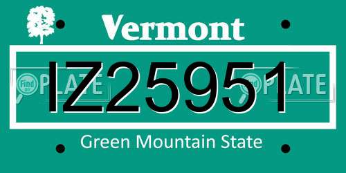 IZ25951 Vermont License Plate