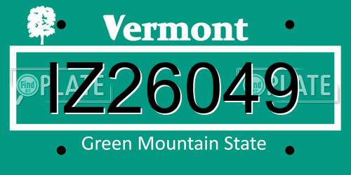 IZ26049 Vermont License Plate