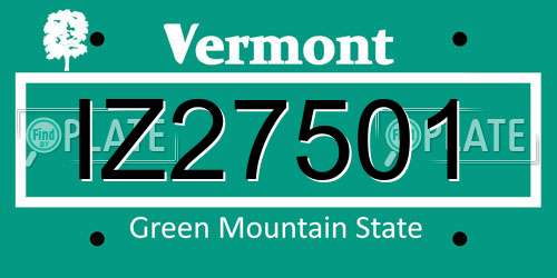IZ27501 Vermont License Plate