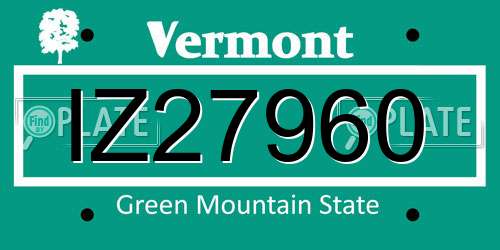 IZ27960 Vermont License Plate