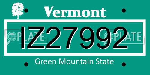 IZ27992 Vermont License Plate