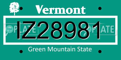 IZ28981 Vermont License Plate