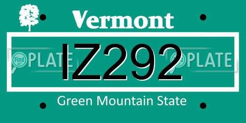 IZ292 Vermont License Plate