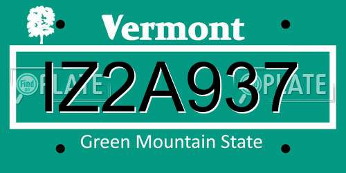 IZ2A937 Vermont License Plate