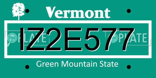 IZ2E577 Vermont License Plate