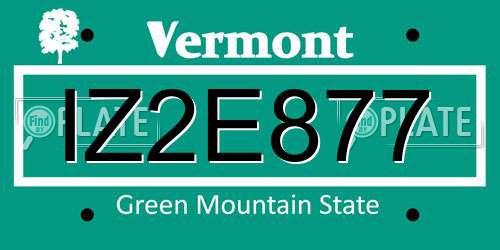 IZ2E877 Vermont License Plate