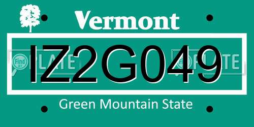 IZ2G049 Vermont License Plate