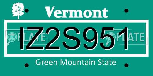 IZ2S951 Vermont License Plate