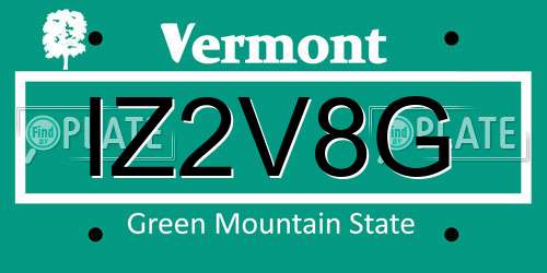 IZ2V8G Vermont License Plate