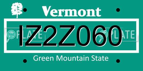 IZ2Z060 Vermont License Plate