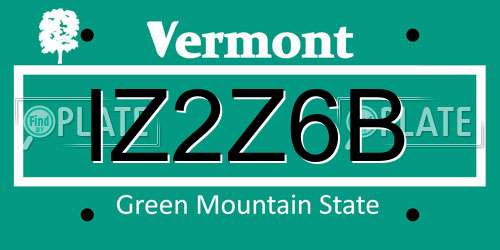IZ2Z6B Vermont License Plate