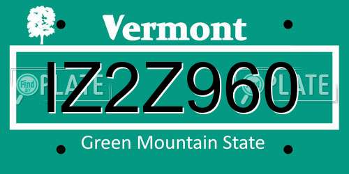 IZ2Z960 Vermont License Plate